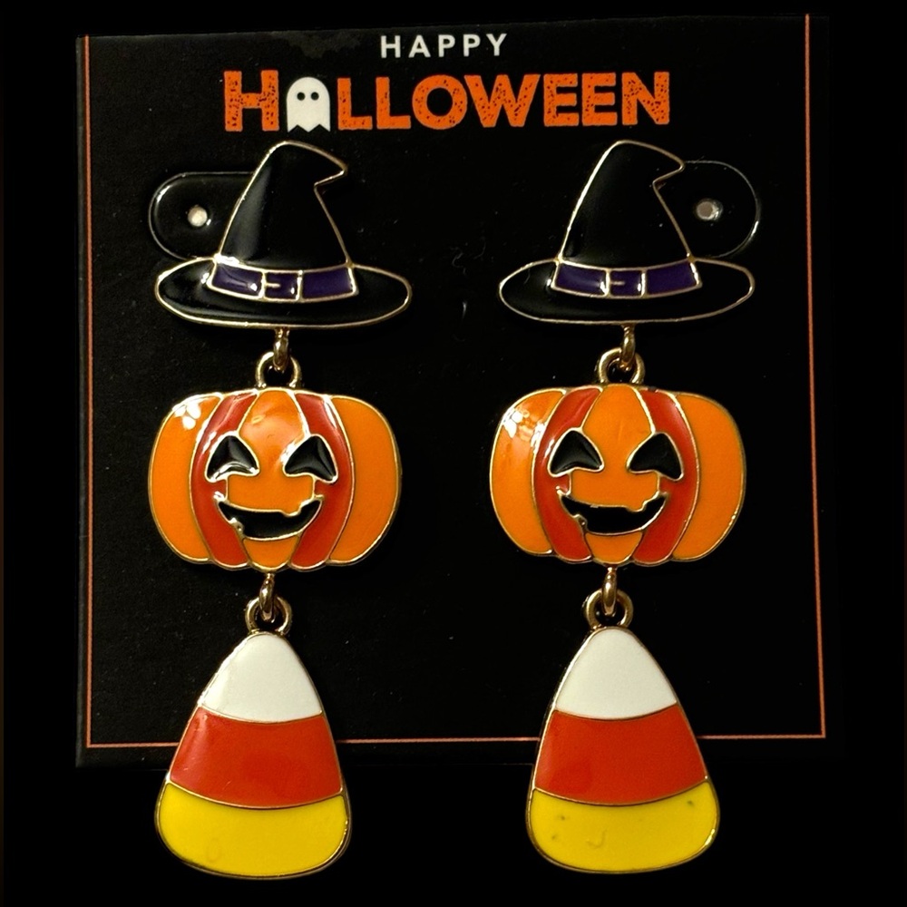 NWT•Halloween theme enamel drop earrings